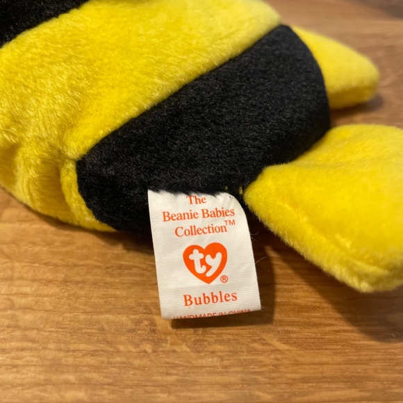 Ty Beanie Babies Bubbles Fish Yellow Black 1995 – New Tag On VINTAGE - Picture 3 of 8